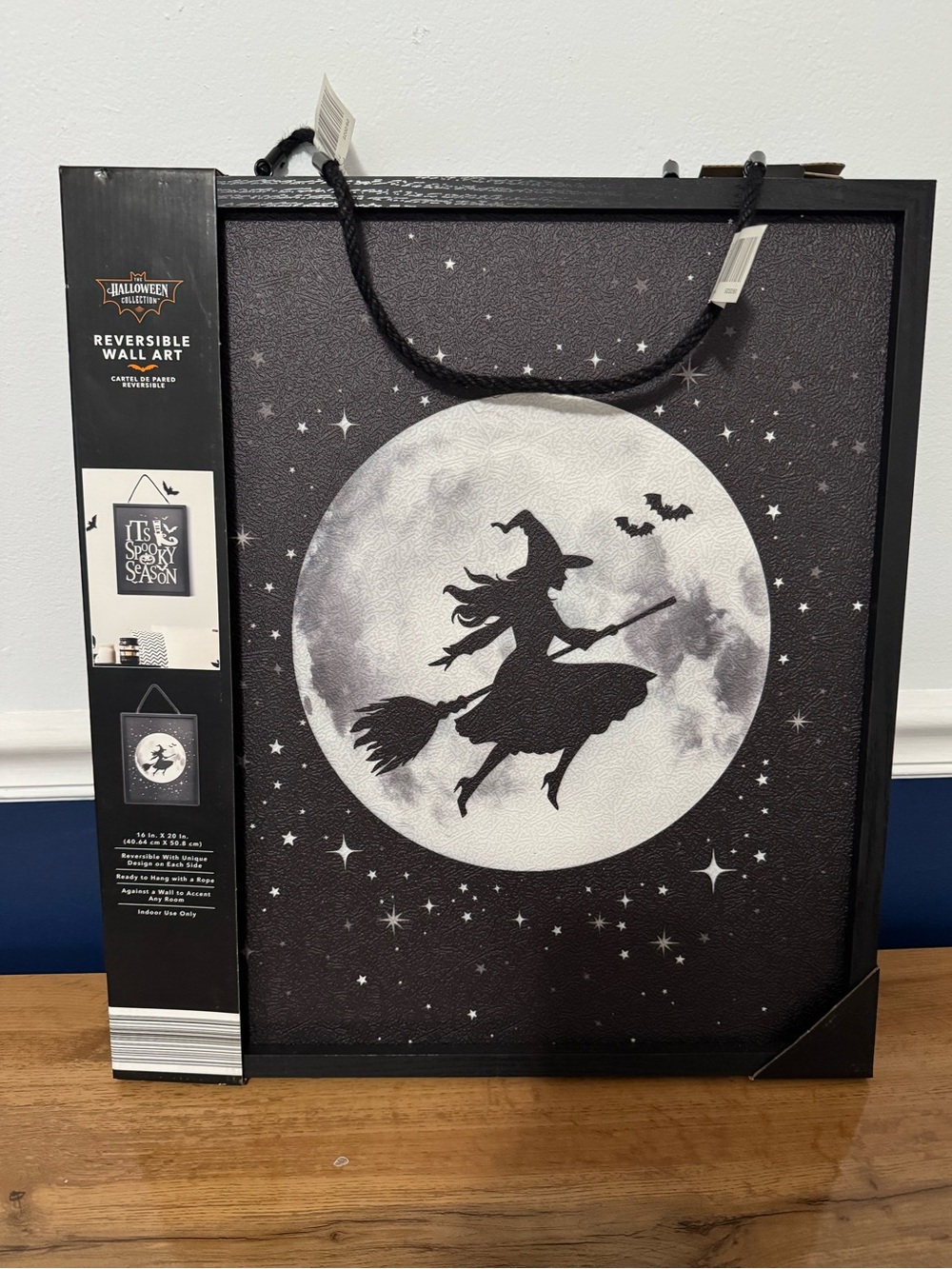 NEW Reversible Halloween Witch Moon Wall Art It’s Spooky Season on Back 16x20